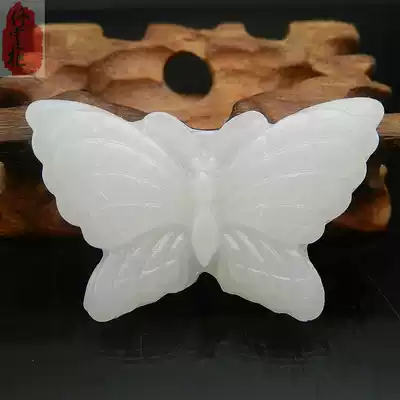Natural white jade butterfly jade pendant Jade jade pendant for men and women necklace pendant retro Hanfu waist