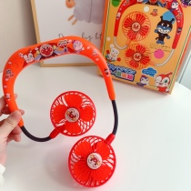 Ultra portable bread Superman child USB rechargeable baby handheld hanging neck fan toy can be 360 rotated