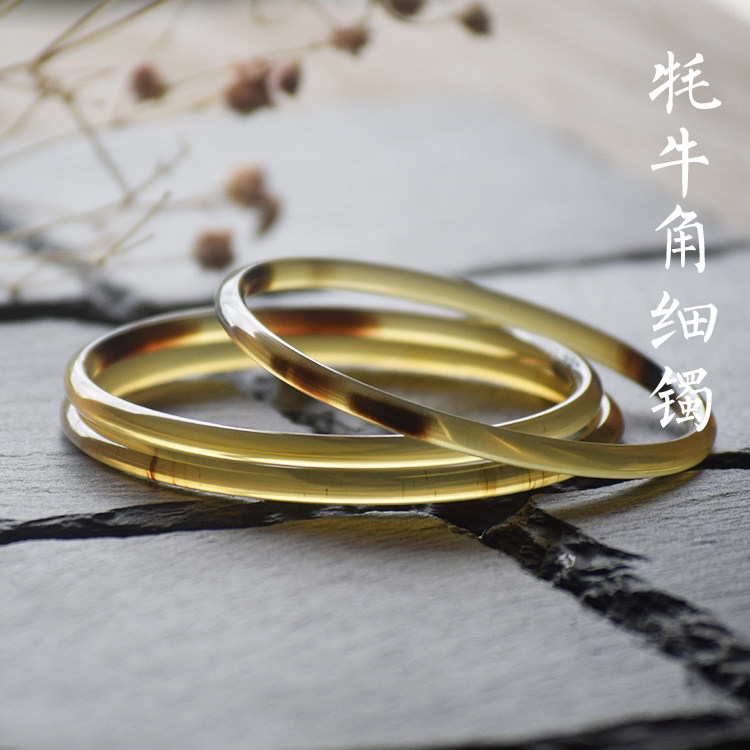 Cool blood health Qinghe Yak horn bracelet Authentic natural Tibetan bracelet Sub-fine bracelet women's national style