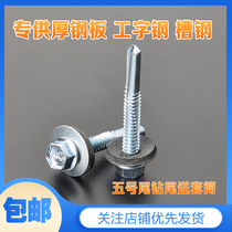Strengthen the no. 5 tail extended tail hexagonal drill tail screw trough steel I-beam special drill tail nail self-tapping nail thick iron plate