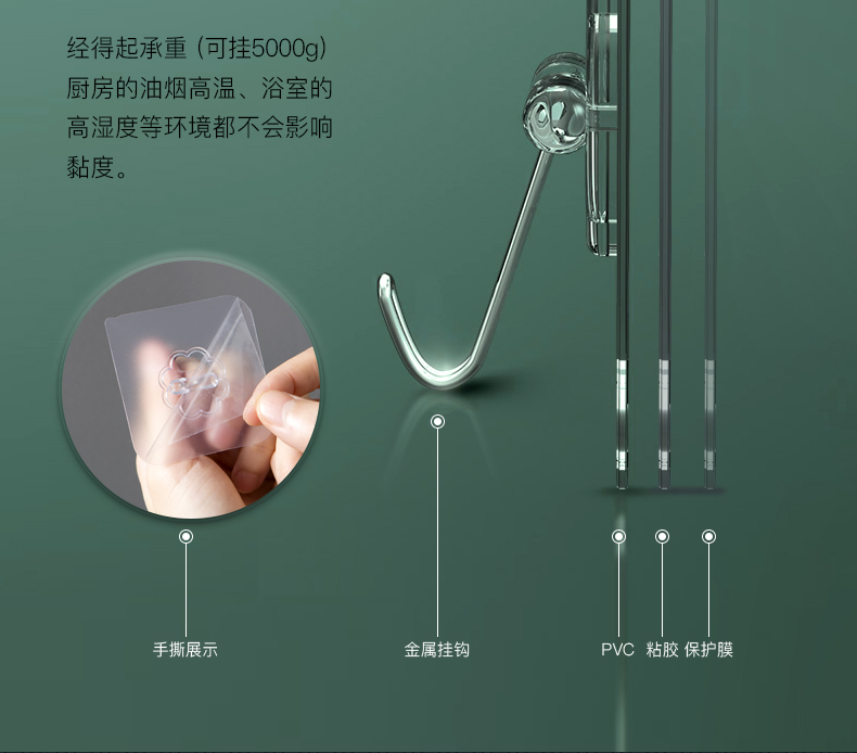 艾仕可 强力无痕粘钩 20个 图2