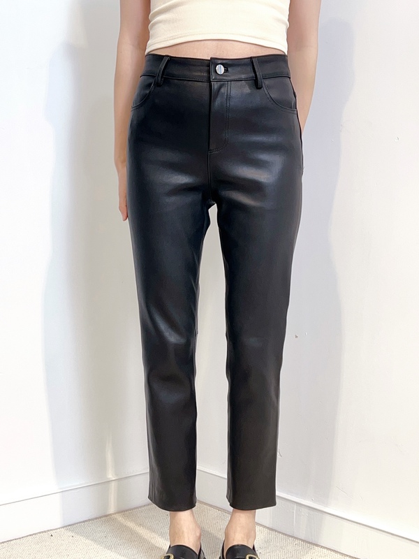 Mcic Imported A-Grade Stretch Sheepskin Genuine Leather Cropped Pants for Women, Bird-Leg Style, Suitable for Three Seasons, Ultra-Slimming and Form-Fitting Pants