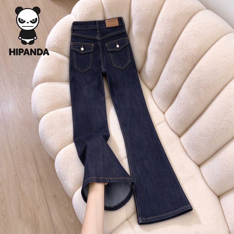 Hipanda Denim Blue Hot Girl Flared Jeans Women's 2026 Autumn New High-Waisted Slim Straight Flared Pants