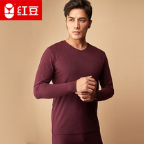 Red bean velvet modal thermal underwear set mens V-collar thin autumn clothes autumn pants Monel polished sweater