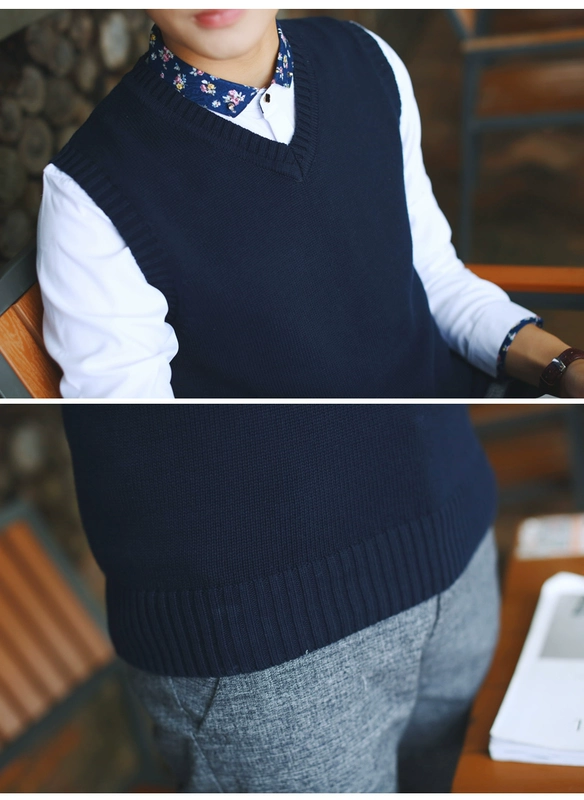 Mùa xuân áo len vest nam Hàn Quốc phiên bản của tự trồng V-Cổ tay vest nam vest bông áo len áo len vest
