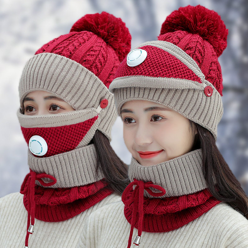 North East Minus 30 Degrees Winter Anti-Cold Hair Line Hat Children Warm Knit Wool Cord Hat Circumference neck Suction Valves Three Sets