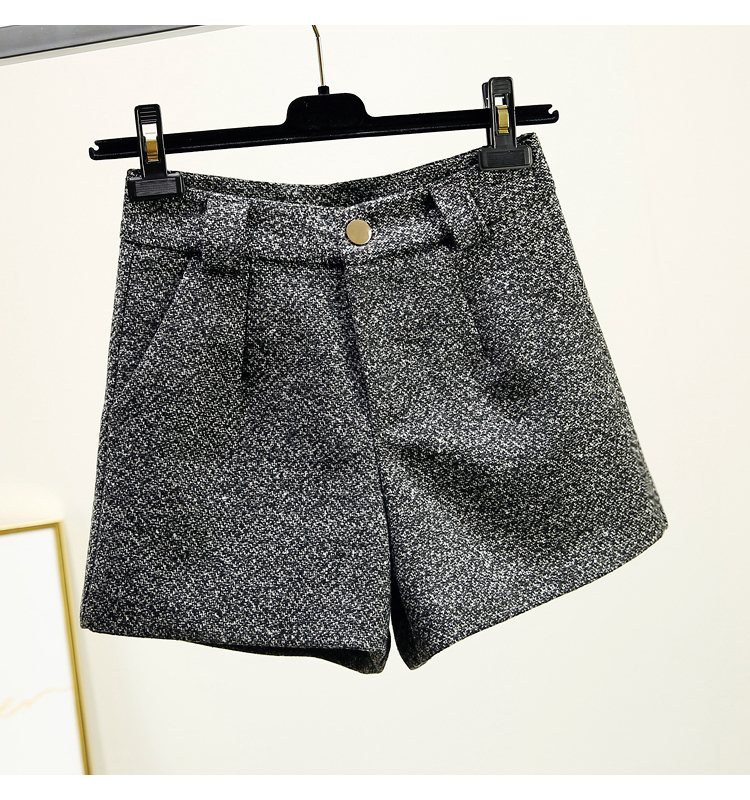 Quần short len ​​nữ mùa thu đông 2018 phiên bản mới của Hàn Quốc có cạp cao là quần ống rộng cạp cao hoang dã mặc quần ống rộng quần áo nữ đẹp
