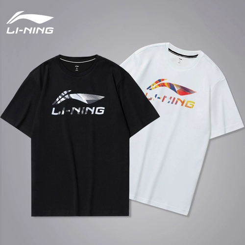 Li Ning, быстросохнущая летняя футболка, летний спортивный костюм для влюбленных для отдыха, короткий рукав, оверсайз