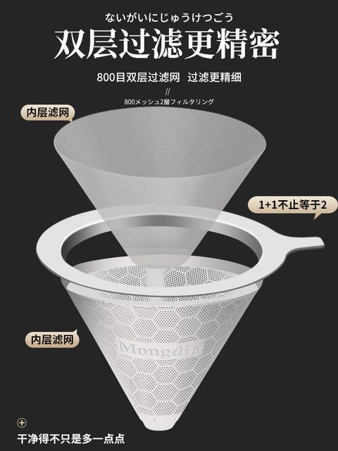Coffee Filter Stainless Steel Coffee Filter Funnel Hand-Brewed Coffee Filter Paper-Free Coffee Filter