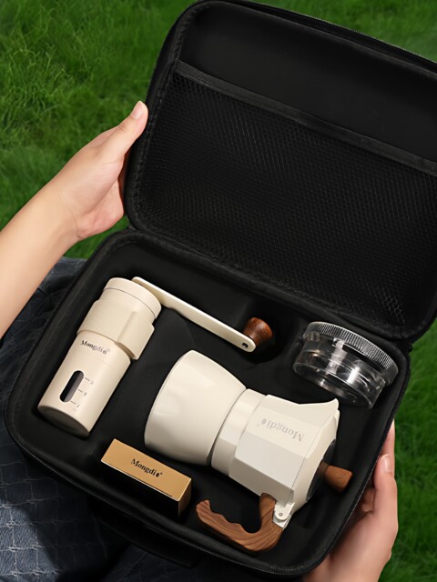 Mongdio Double-Valve Moka Pot Set Portable Coffee Maker Business Gift Moka Coffee Pot Combination Gift