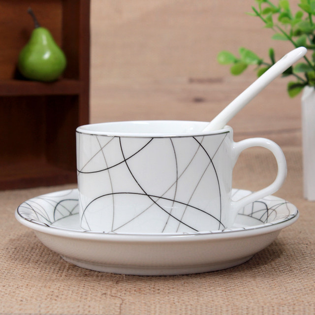 European Ceramic Cup, Coffee Cup, Creative Coffee Cup, Simple Coffee Cup and Saucer Set, English Black Tea Cup