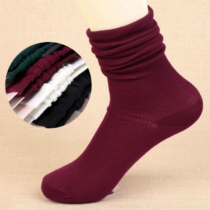 Spring Summer Autumn Winter Season Bubble Socks Woman South Korea Cotton Thin Pure Color Thin Vertical Stripe Regusto in Short Boot Basket Socks