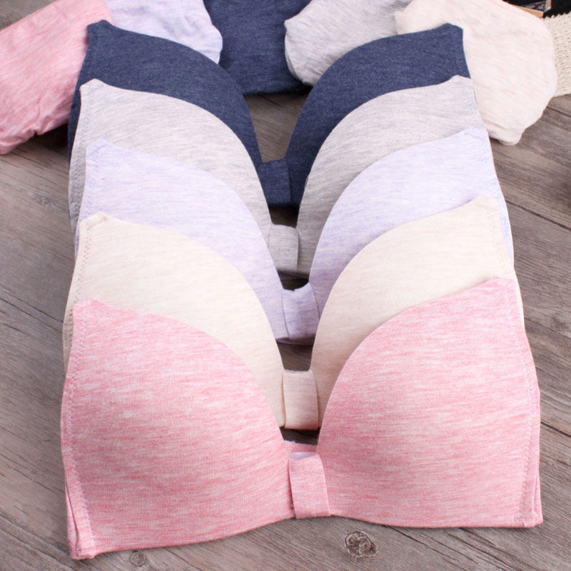 No steel ring cotton girl underwear bra ultra-thin Japanese cute small chest gather bra set