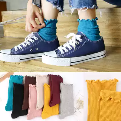Moe bubble socks female Korean autumn and winter forest female cute fungus lace Japanese academic style middle tube personality socks