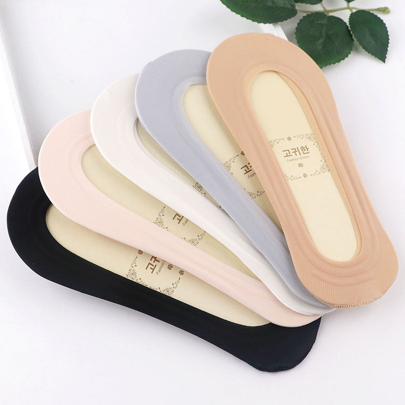Summer ice silk silicone non-slip invisible socks for women