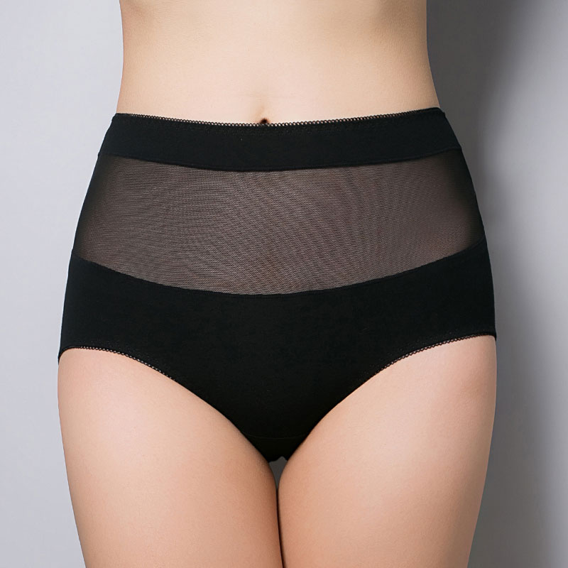 Bông eo cao womens đồ lót womens thoải mái áo thun sexy mờ lưới sợi quần lót thở.