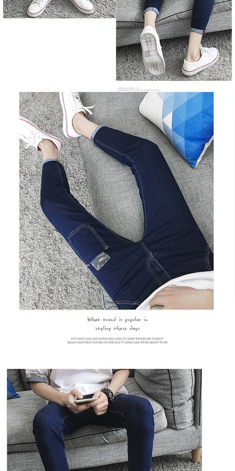 Mùa thu chín điểm quần jeans nam chân thon thanh niên quần hoang dã phiên bản Hàn Quốc của xu hướng quần 9 quần jean nam hàng hiệu