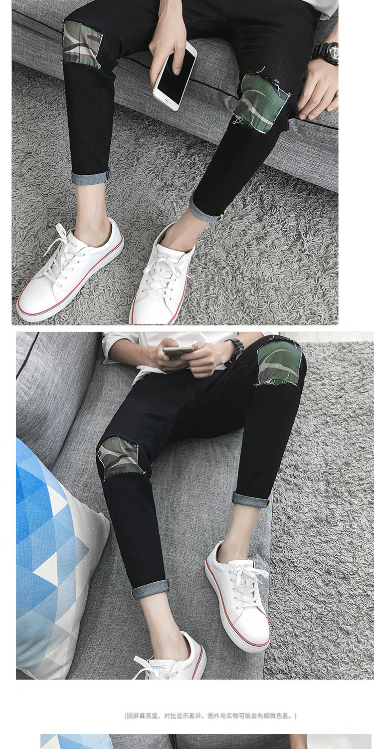Mùa thu chín điểm quần jeans nam chân thon thanh niên quần hoang dã phiên bản Hàn Quốc của xu hướng quần 9 quần jean nam hàng hiệu