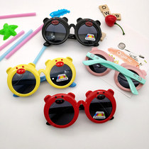 Child Polarized Sunglasses Cartoon Small Pig Pig Boy Girls anti-UV baby sunglasses soft silicone gel