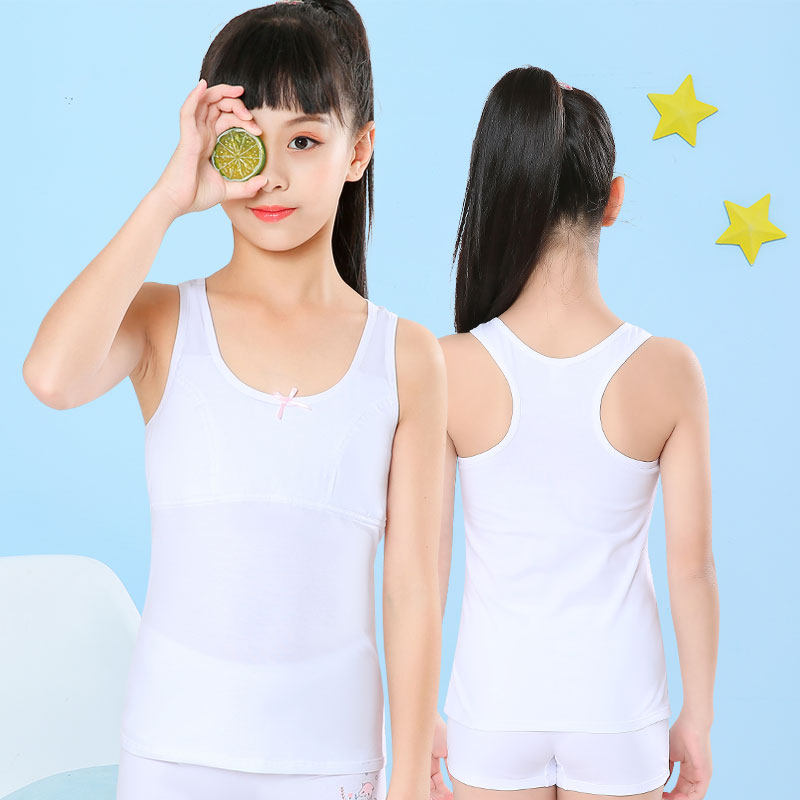 Girl's vest 10-year-old pure cotton inner wear developmental children's underwear base pupil suspender summer girl vest