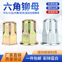 Rivet nut pull cap flat head half hexagonal full hexagonal screw cap small countersunk head rivet nut M3M4M5M6M8