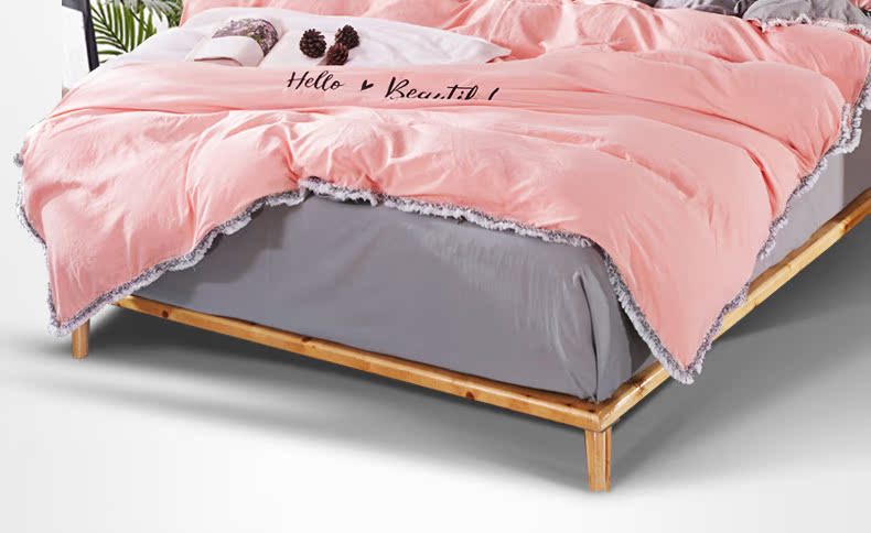 Nam Cực đơn giản rửa sạch bông trang bị tấm trên một gia đình bốn 1.8m váy giường đôi cung cấp bộ ba mảnh - Bộ đồ giường bốn mảnh chăn ga đẹp