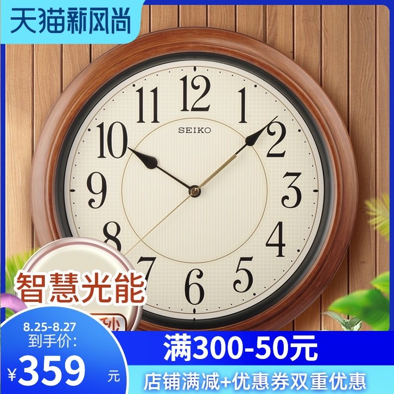 Japan SEIKO SEIKO imitation wood luminous wall clock mute retro fashion clock living room office quartz wall watch