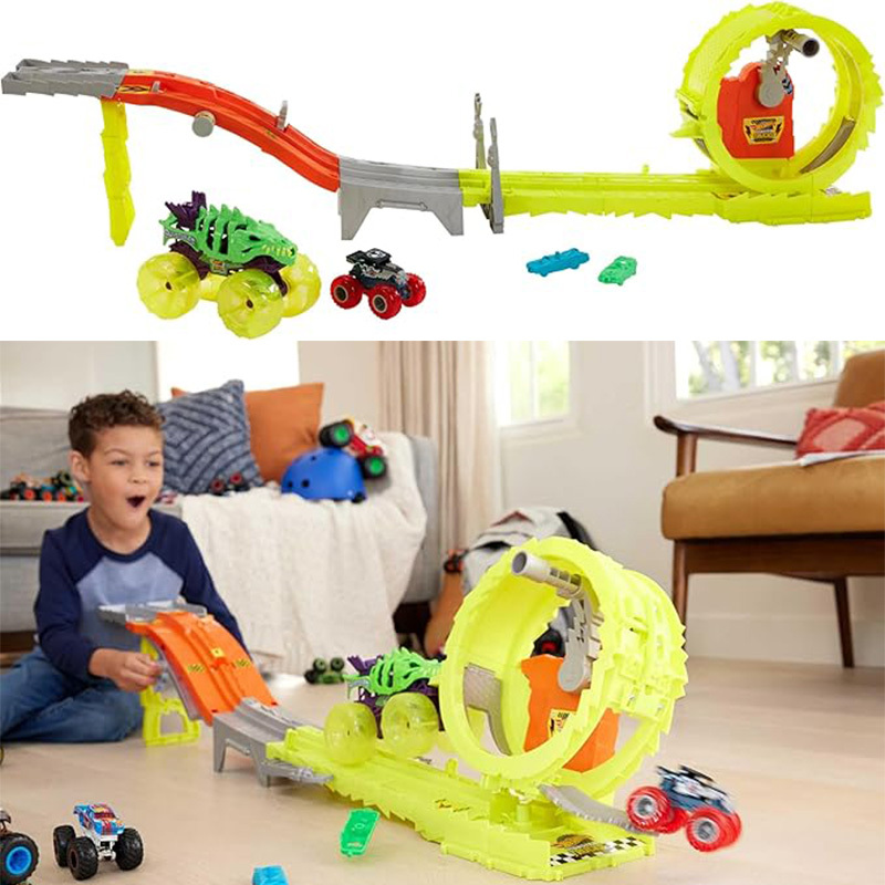 Hot Wheels Wild Monster Bigfoot Sprint Chase Challenge Track Children's Alloy Car Model Toy Hxt05