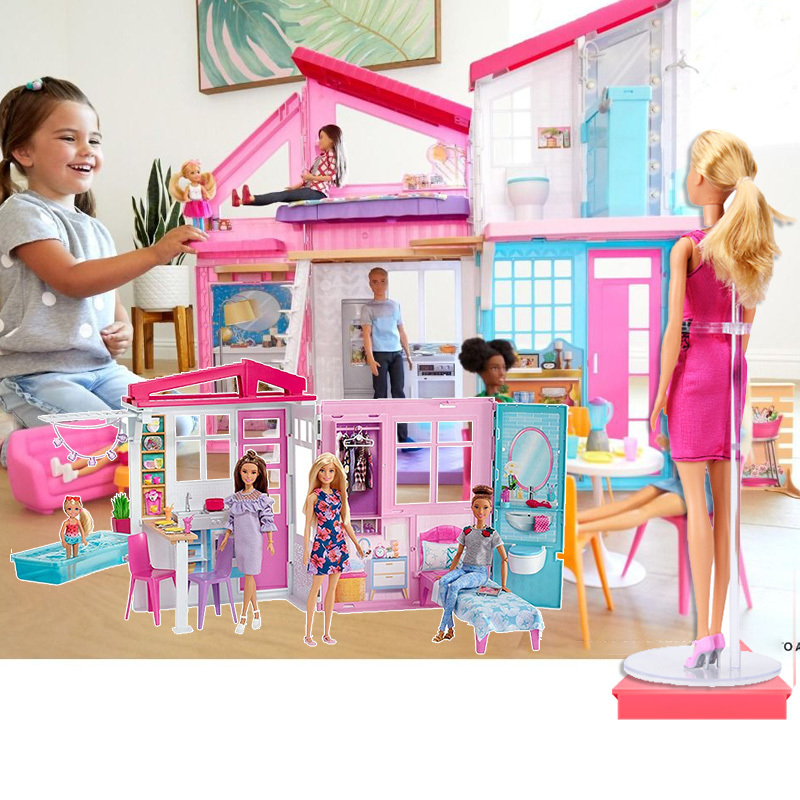 Barbie Doll Set Dream Mansion Villa Fantasy Malibu Gift Box Dress-Up Toy Shiny Vacation House Fxg57
