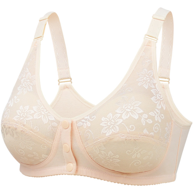 Middle-Aged and Elderly Bras Large Size Front Closure Brasieres Mother's  Tank Tops Thin Cotton Underwear for Women (Color : Apricot, Size : 46/105BC)