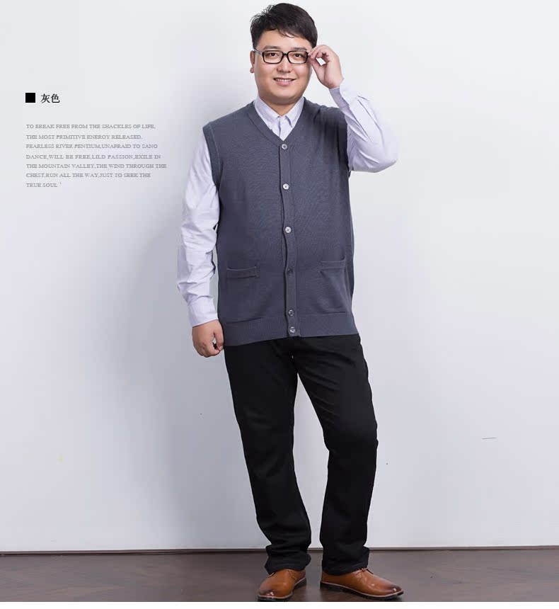 Áo vest dệt kim cỡ lớn cho nam trung niên không tay vest vest cộng với phân bón để tăng tuổi trung niên áo len nam trung niên