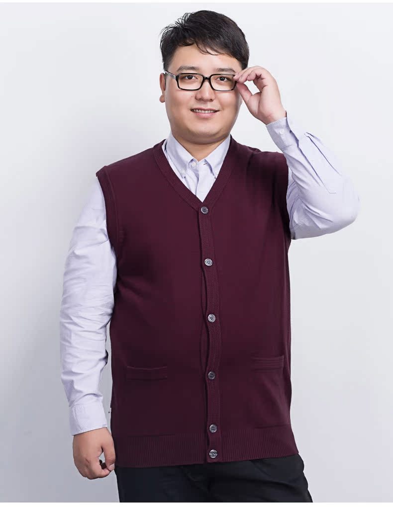Áo vest dệt kim cỡ lớn cho nam trung niên không tay vest vest cộng với phân bón để tăng tuổi trung niên áo len nam trung niên