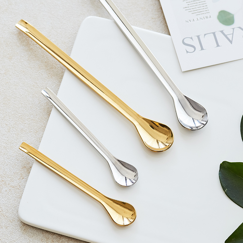 Living tree water drop Type 304 stainless steel mixing spoon afternoon tea long handle milk tea coffee milk powder fruit tea mixing rod