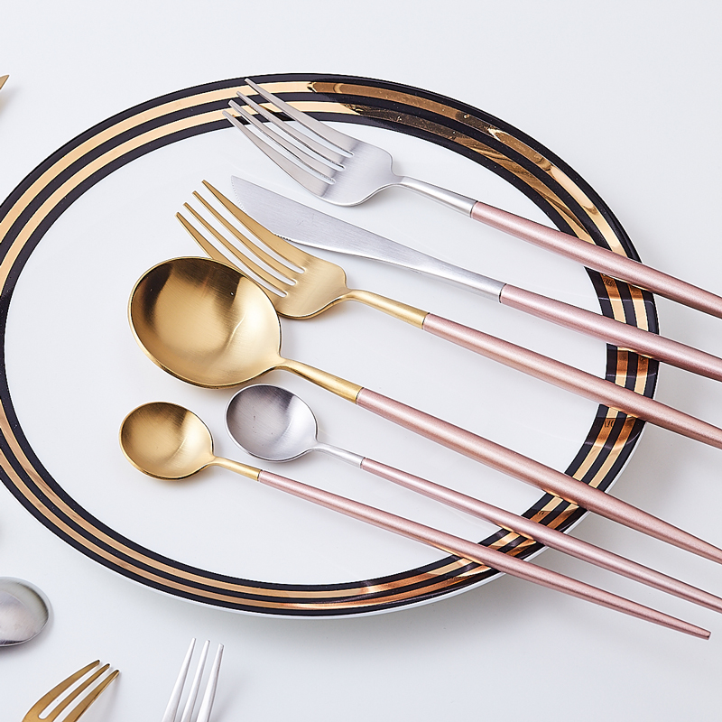 Living Tree Teenage Hearts Pink 304 Stainless Steel Knife Fork Spoon Chopstick Wire Drawing Fog Pasta Western Dining With Dessert Coffee Spoon