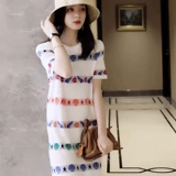 Летнее трикотажное дизайнерское трикотажное платье для отдыха, юбка, французский стиль, изысканный стиль, тренд сезона