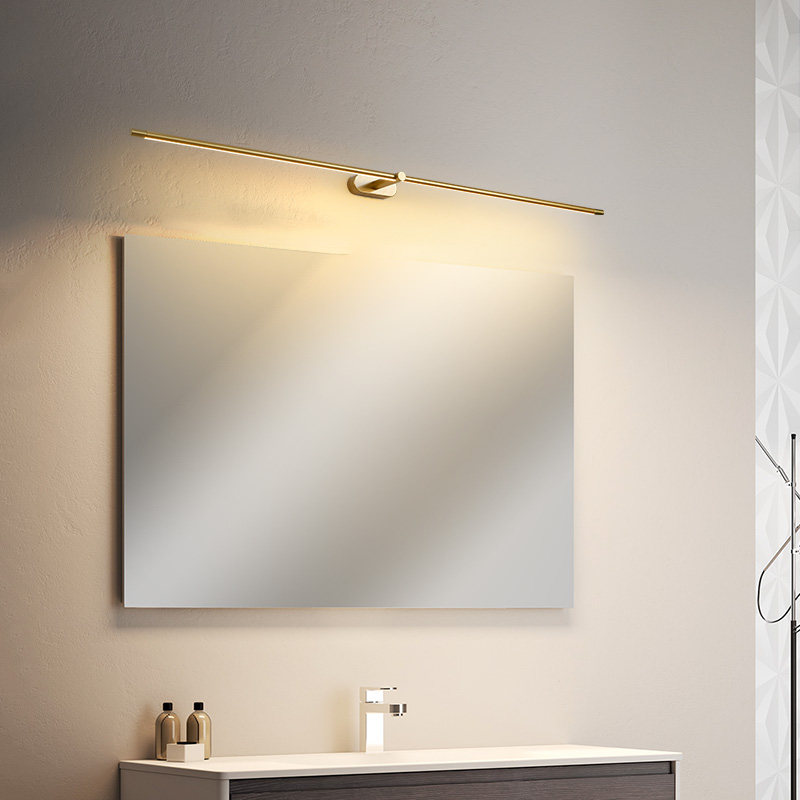 Mirror headlight Powder room mirror cabinet Minimalist led Nordic light luxury modern simple long washstand bathroom cabinet light