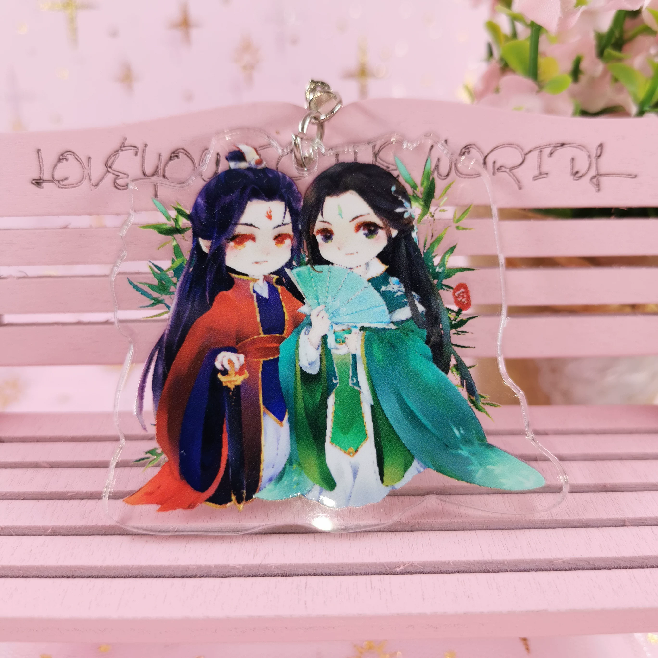 [ acrylic laser keychain of unpopular villain self-rescue system, Shen Qingqiu and Luo Binghe car backpack pendant]