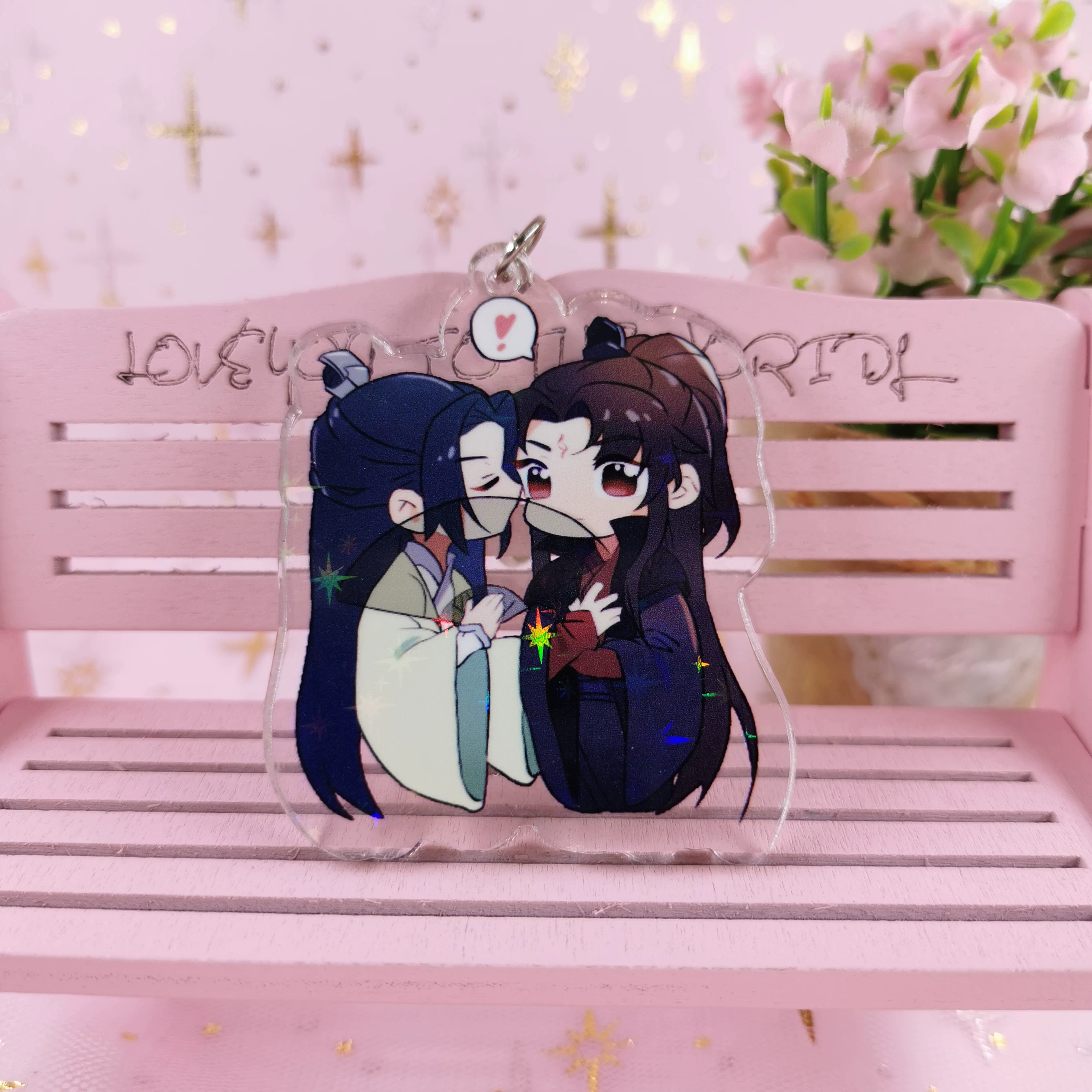 [ acrylic laser keychain of unpopular villain self-rescue system, Shen Qingqiu and Luo Binghe car backpack pendant]