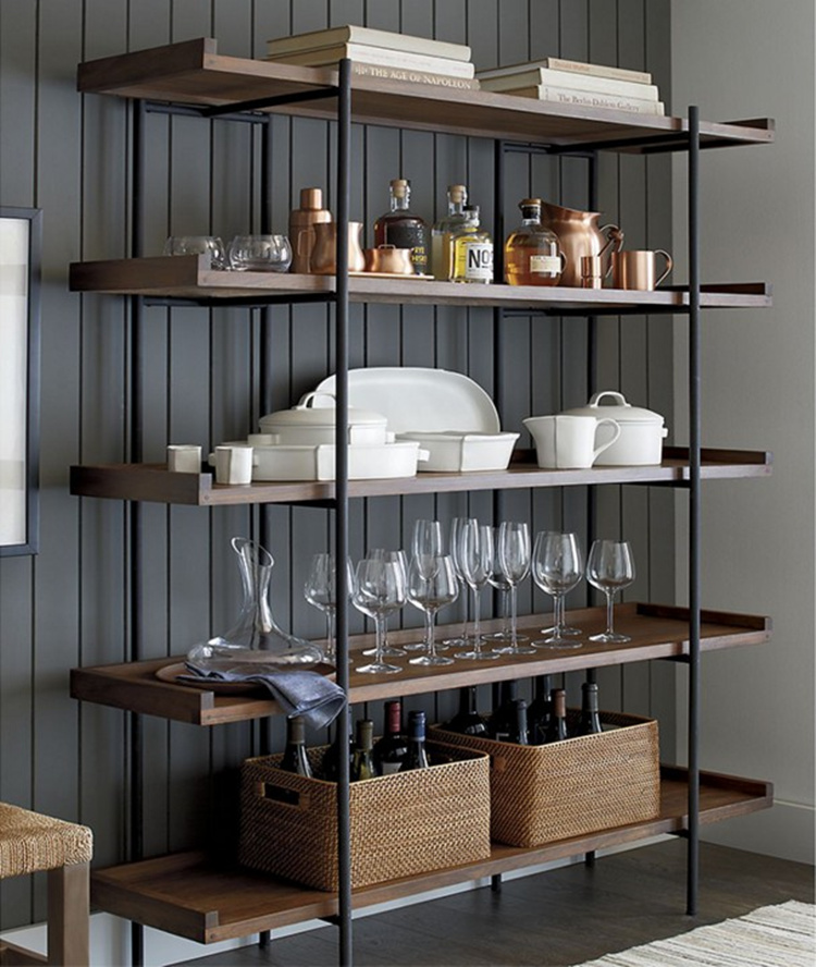 Loft wrought iron solid wood shelf study floor floor multi-layer bookshelf creative wine rack clapboard rack storage rack plate rack