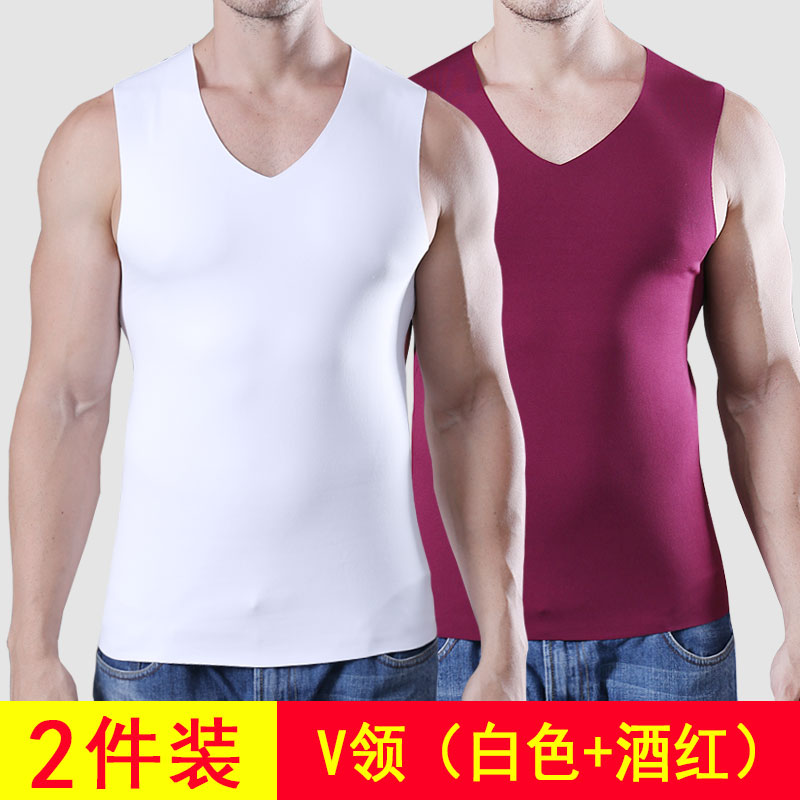 Không có dấu ấm vest nam mùa thu và mùa đông cộng với nhung cộng với tay dày bottomshirt mặc mặc đồ lót đàn ông tóc mặc cơ thể mòn.