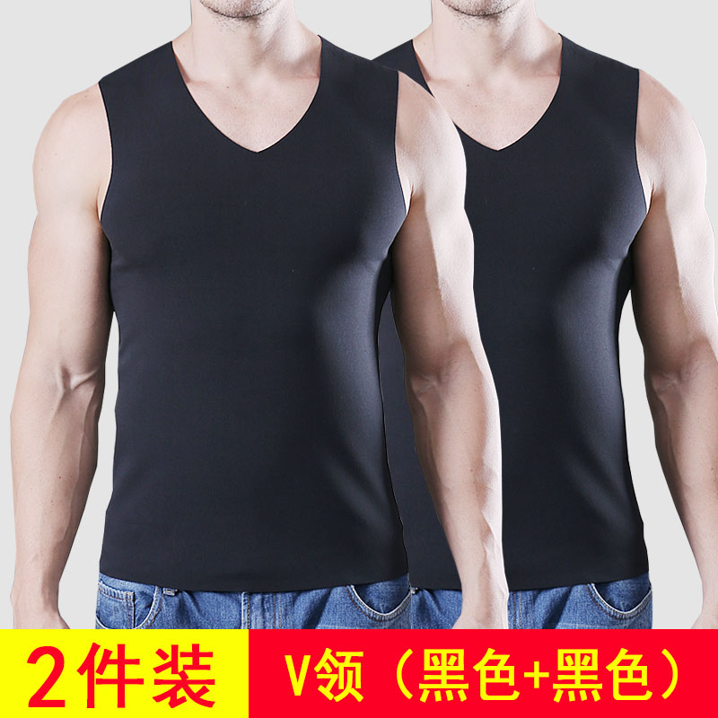 Không có dấu ấm vest nam mùa thu và mùa đông cộng với nhung cộng với tay dày bottomshirt mặc mặc đồ lót đàn ông tóc mặc cơ thể mòn.