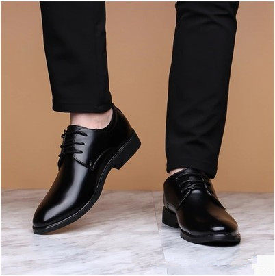 Men's business leather black men's shoes Han Yinglun casual breathable formal dress pointed men's shoes hair stylist wedding shoes