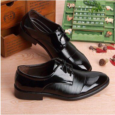 New matte black men's leather shoes business formal leather groom wedding shoes summer hollowed-out inner heightened men's shoes