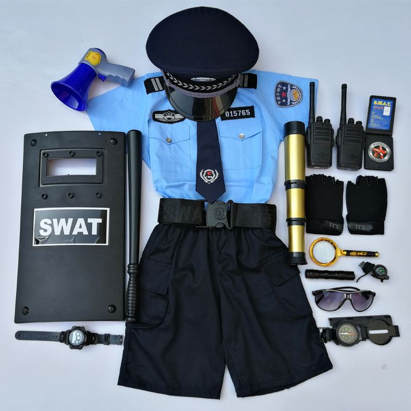 Children's black cat sheriff's clothes Little police traffic police show up for male girl kindergarten Little traffic corner color play dress