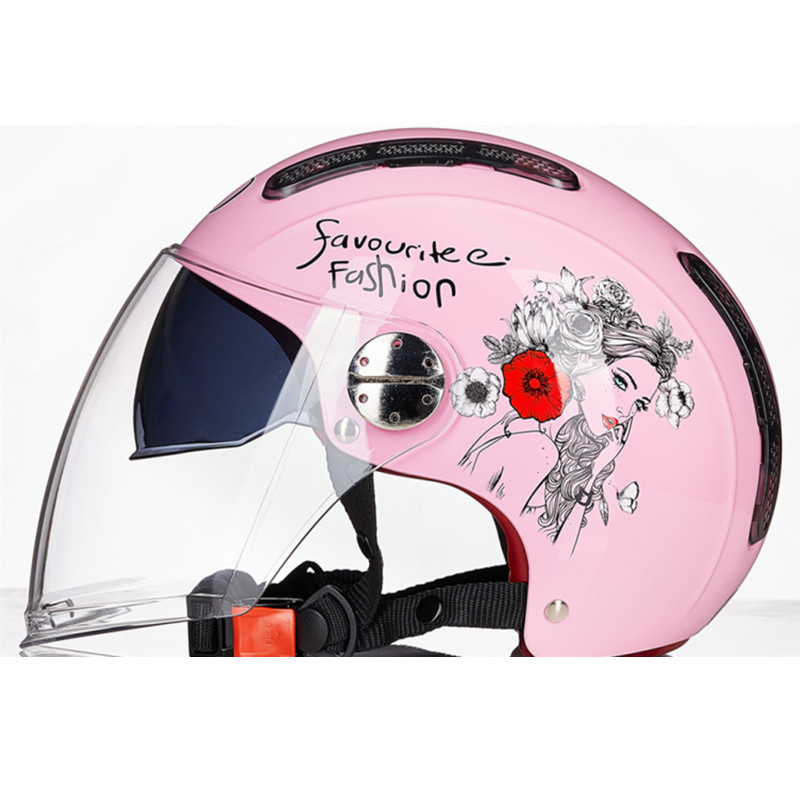 JUD locomotive helmet half helmet double lens four seasons electric car battery sunscreen lightweight ladies helmet winter