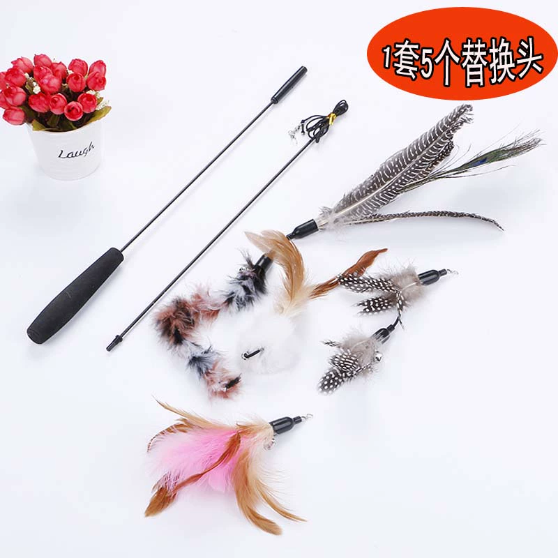 Mèo đồ chơi chú mèo ngộ nghĩnh nhân tạo lông chuông dài que có thể thu vào thay thế chú mèo ngộ nghĩnh đặt từ khi cung cấp mèo - Mèo / Chó Đồ chơi