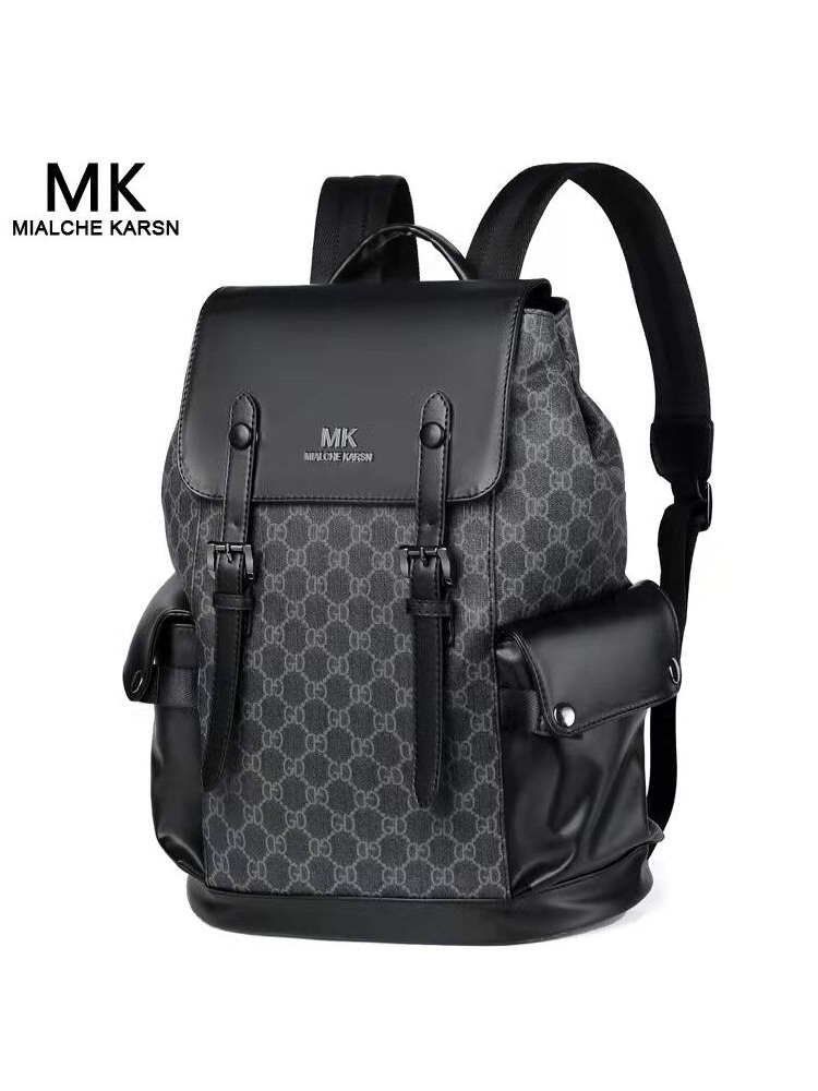 MK Men's Backpack Men's Fashion Casual Leather Travel School Bag Business Computer Backpack College Student Tide Brand Youth
