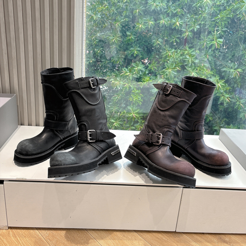 Distressed Venom Boots Women's High Version 2026 New British Style Leather Distressed Thick-Soled Knight Combat High-Top Martin Boots Men's