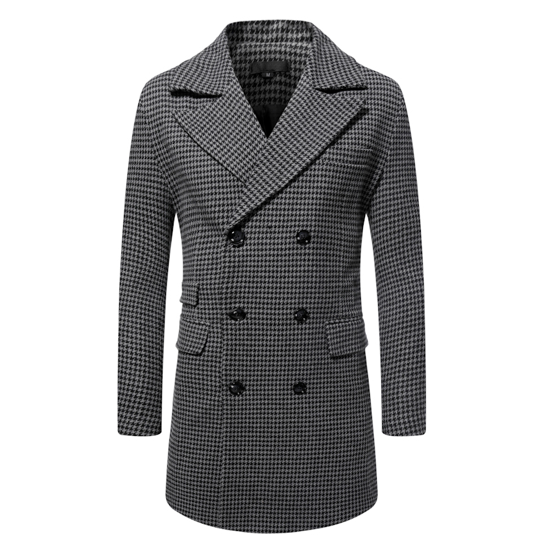 2022 Herbst/Winter Neue karierte bedruckte zweireihige Windjacke für Herren Casual Ni Coat_voghion.com