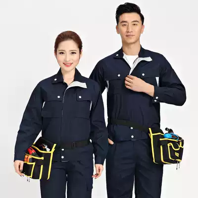 Short sleeve overalls set men's summer long sleeve labor insurance clothing auto repair clothing factory workshop top thin overalls